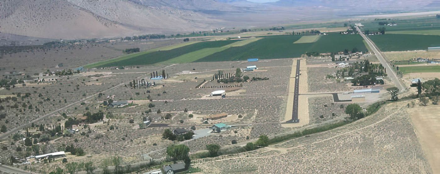 Aerial view of NV33 Farias Wheel Airport runway, Wellington Nevada